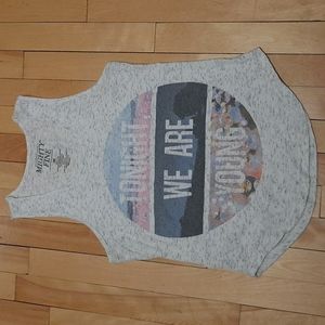 Mighty Fine 💜 Tonight We Are Young graphic tank top, medium